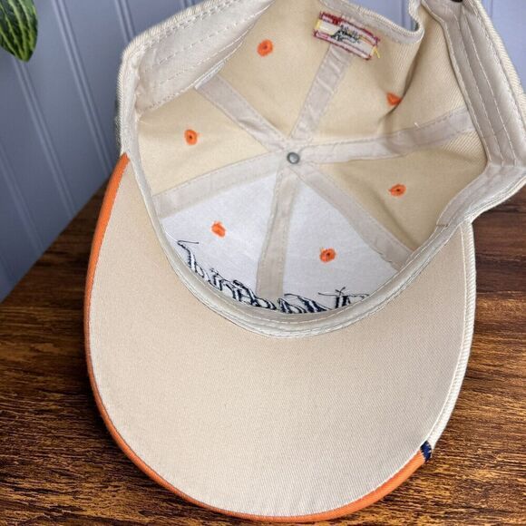 MADRID Bull Spain Flag Embroidered Orange Beige Trucker Hat Adjustable Sz 7 - Picture 9 of 10
